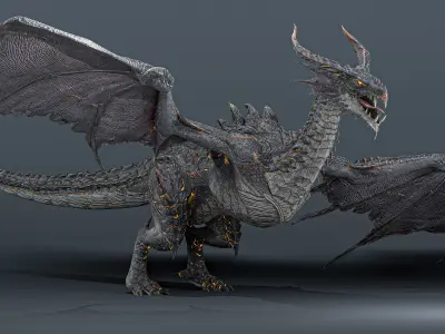 Baoline Cosmic Dragon - rigged Low-poly 3D model