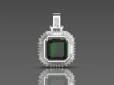 Luxury emerald and diamond jewelry stl pendant model jp0091 3D print model