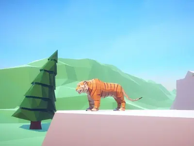 Poly Art Tiger Low-poly 3D model