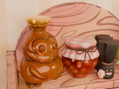 Kitchen Shelf Low-poly 3D model
