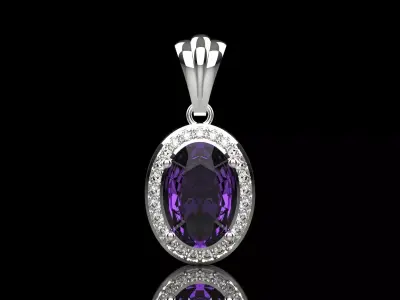Pendant Sapphire and Diamond Splendor in White Gold jp0321 3D print model
