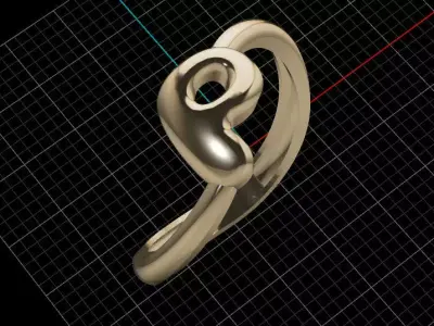 P alphabet bypass shell hallow ring 3D print model