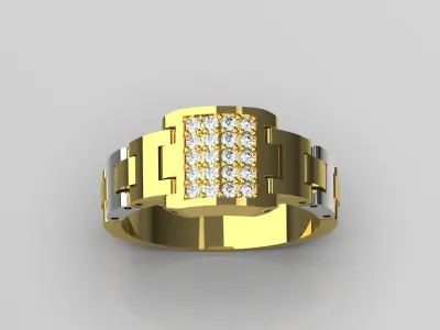 Luxury man Rolex design diamond ring model ror0012 3D print model