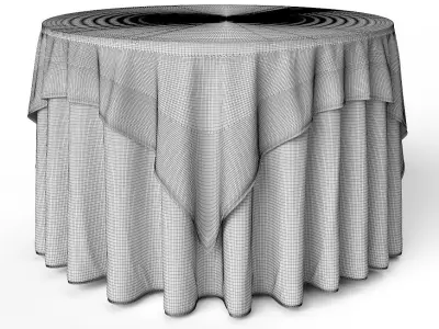 Round Tablecloth Oriental Restaurant 3D model
