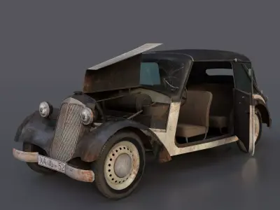 Old Rusty German Car DKW-F8 Low-poly 3D model