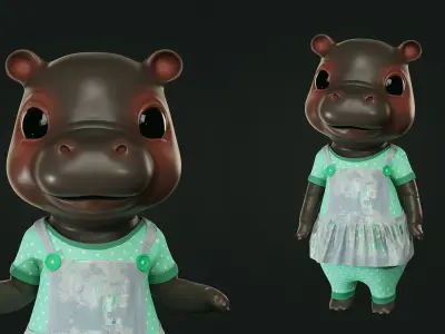 GAME-READY 3D Character - Hippopotamus Mindy Low-poly 3D model