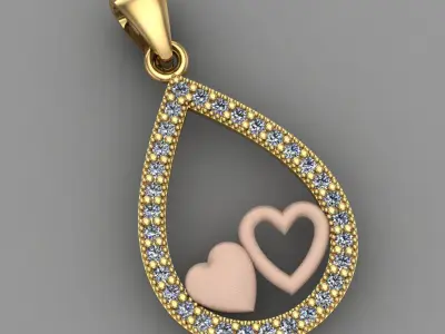 Heart pendant 3D print model 4