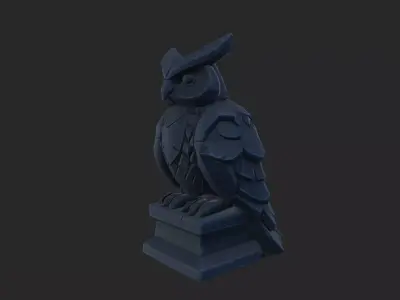 Stylized Owl Statue Low-poly 3D model