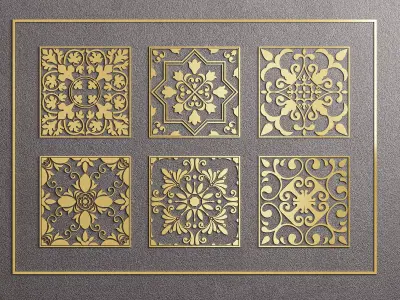Laser Cut Ornamental Panels Vol1 - Decorative 3D Engraving Tiles 3D model