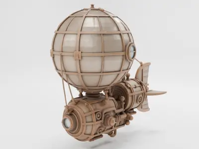 Steampunk Vehicle Kit stylized Low-poly 3D model