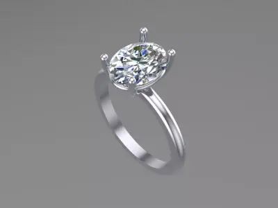 Oval Solitaire Ring Printable model 3dmodel  3D print model