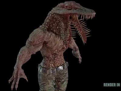 Crocodile Mutant Low-poly 3D model