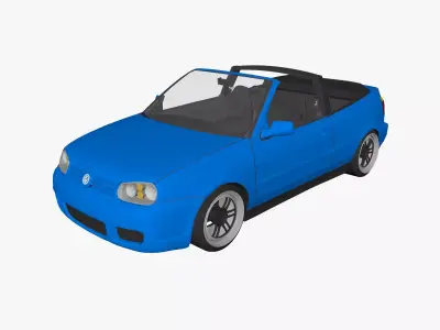 Low Poly Car volkswagen cabriolet Low-poly 3D model