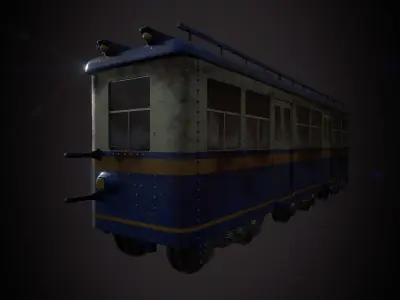 Train wagon Railroad Passenger Car Low-poly 3D model