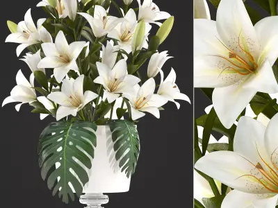 bouquet of white lilies 3D model