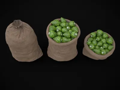 Burlap Sacks of Artichokes Low-poly 3D model