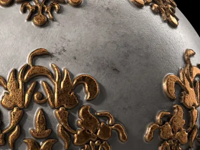 Plaster Materials 4- Ornament Plaster Pbr 4k seamless Sbsar Low-poly 3D model