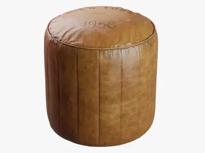 Pouf rond en cuir marron Leather Low-poly 3D model