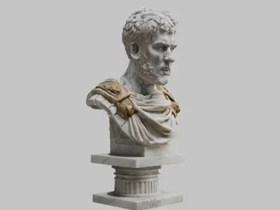 Ultra detailed 3D bust statue roman empire Low-poly 3D model
