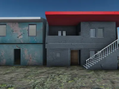 concrete village house  Low-poly 3D model