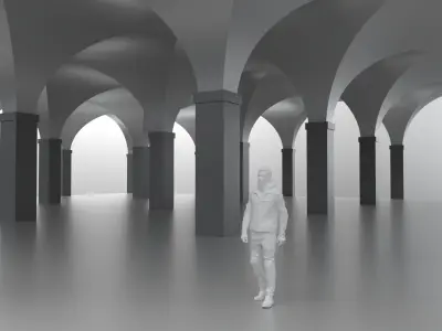 Arched Vault Structure Array Architecture Design 3D model