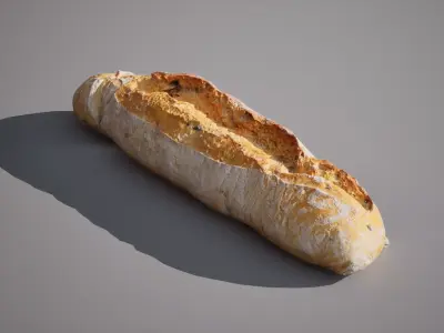 Baguette with olives 5K triangles 4K PBR textures Low-poly 3D model