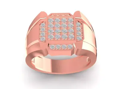 Square Pave Diamond Men Ring  613 3D print model