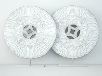 Blue and White Ceramic Disks 1 3D model
