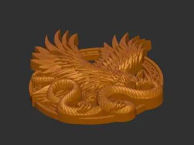 eagle fighting snake 3D print model