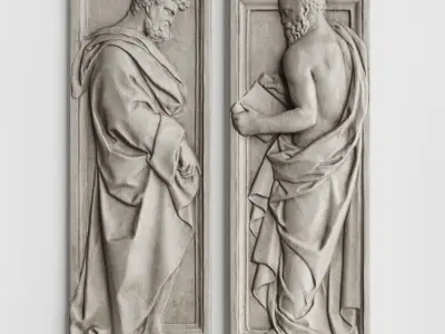 Philosophers relief wall panel 3D model
