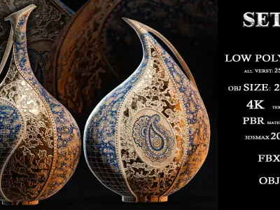 POTTERY COLLECTION handmade pots Low-poly 3D model