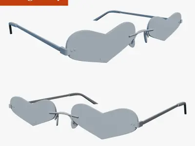 heart shaped glasses   high-poly no textures 3D model