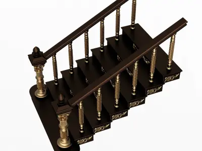 Carved Stair 03 Black Low-poly 3D model