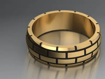 silver  brick ring style for men 3D print model