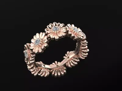 Flower Ring 3D print model 9