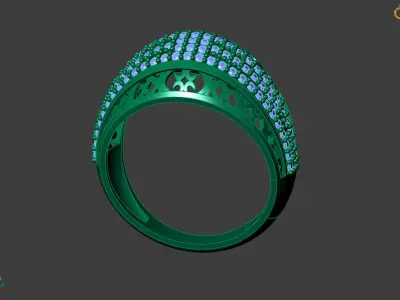 Women Ring With Stone Diamond Ready STL 3DM Models Womens Rings 3D print model 13