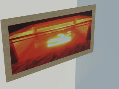 Painting fire in wooden frame Free low-poly 3D model