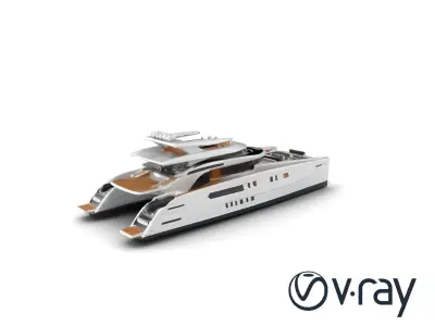 Mega Trimaran Yacht Ultra-Futuristic Model Pack Low-poly 3D model