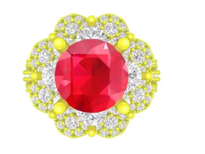 Luxury Ruby Halo Crown Ring for Women 3D Model  4336 3D print model