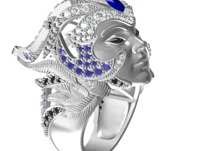 Magerit Crystal Ethinic Gothic Ring  3D print model