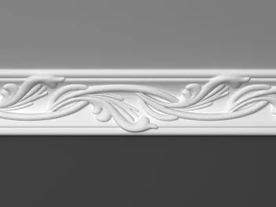 Cornice Moulding 3D Model with Floral Organic Elements 3D model