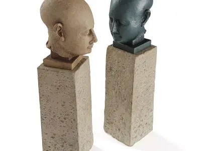 Ancient Egyptian head sculpture Low-poly 3D model