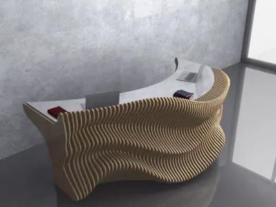 Parametric Wavy Wooden Furniture 10  - CNC files for cutting 3D model