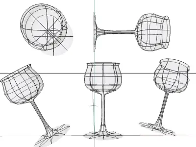 Rose Wine cocktail alcohol party bar glass  3D model