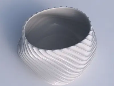 Bowl twisted elipse with bent extruded lines 2 3D print model