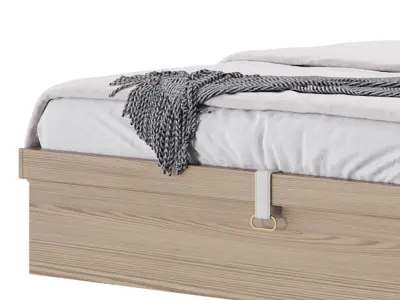 Brown Wooden Panel Bed 3D model