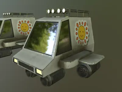 Stylized Cyberpunk Car With 2 Texture Low-poly 3D model