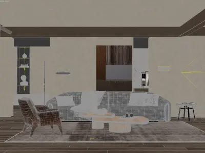 Modern Living Room Interior Scene 3D model