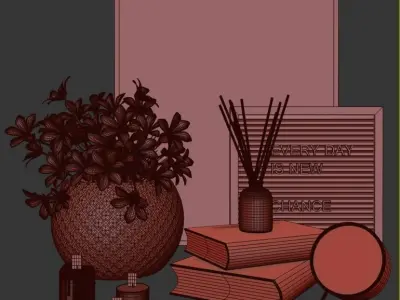 black and gold decorative set 3D model