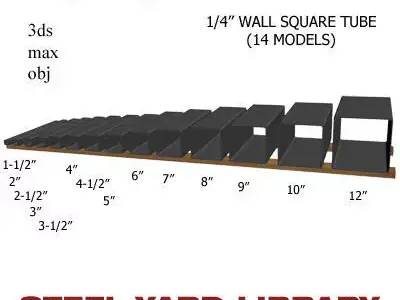 1 4in Wall Square Tube 3D model